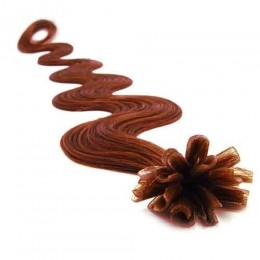 Vlasy európskeho typu na predlžovanie keratínom 50cm vlnité - medená