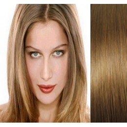 Clip in vlasy 43cm 100% ľudské 100g - svetlo hnedá