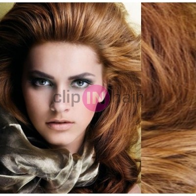 Clip in vlnité vlasy pravé lidské REMY 53cm - světle hnědá