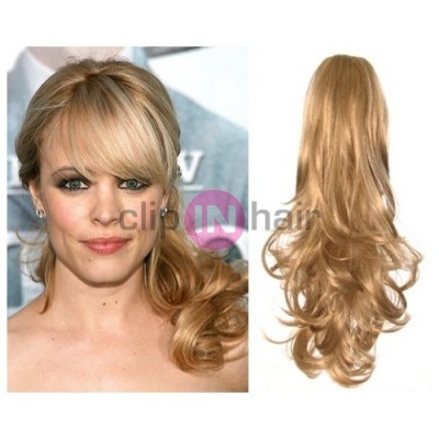 Clip in příčesek culík / cop 100% japonský kanekalon 60cm kudrnatý - přírodní blond