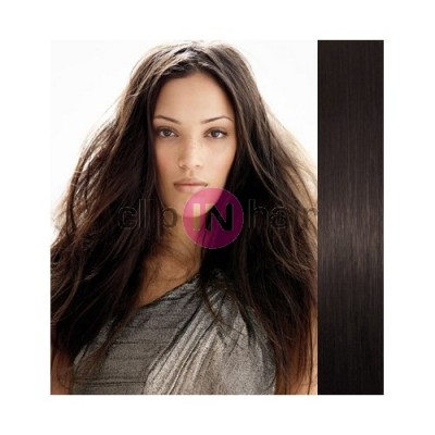 Clip in vlasy 43cm 100% lidské - REMY 70g – přírodní černá