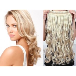 Clip in REMY vlasový pás 63cm vlnitý - prírodná / svetlejšie blond