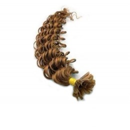 Vlasy európskeho typu na predlžovanie keratínom 50cm kučeravé - svetlo hnedé