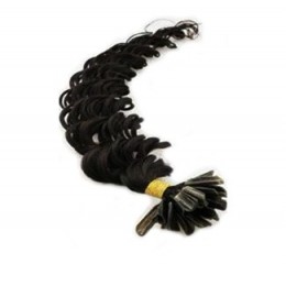 Vlasy európskeho typu na predlžovanie keratínom 60cm kučeravé - čierne