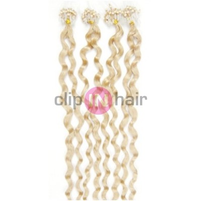 Vlasy pro metodu Micro Ring / Easy Loop / Easy Ring 50cm kudrnaté – platina