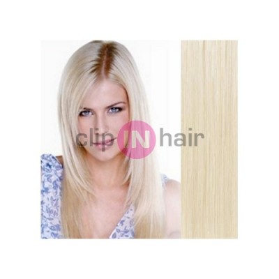 Clip in vlasy 43cm 100% lidské 100g - platina